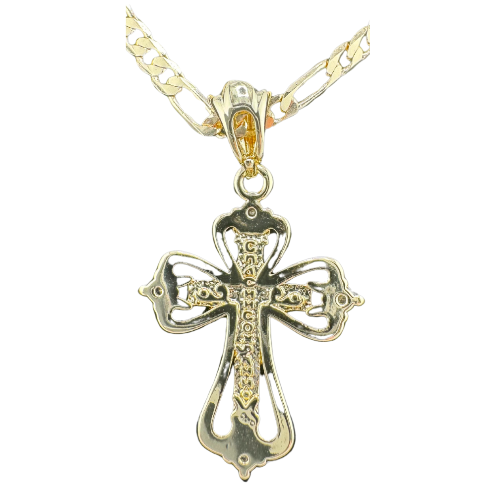 Divine Elegance: Orthodox Crucifix Cross Pendant Plated In 14K Gold Brass Based with Zircon Stone w/o chain Divine Elegance: Orthodox Crucifix Cross Pendant Plated In 14K Gold Brass Based with Zircon Stone w/o chain